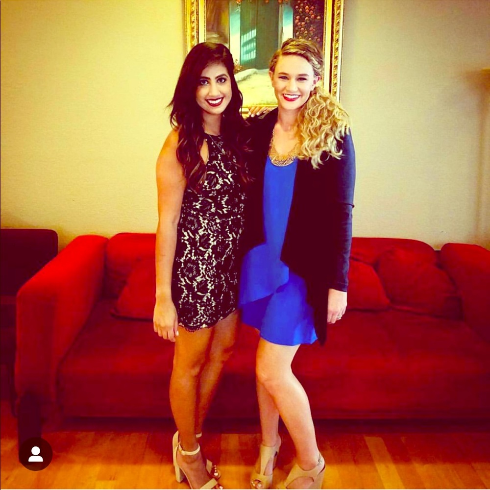 ASTR Black lace halter dress